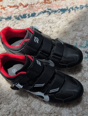 Peloton Black Cycling Shoes with Red Lining